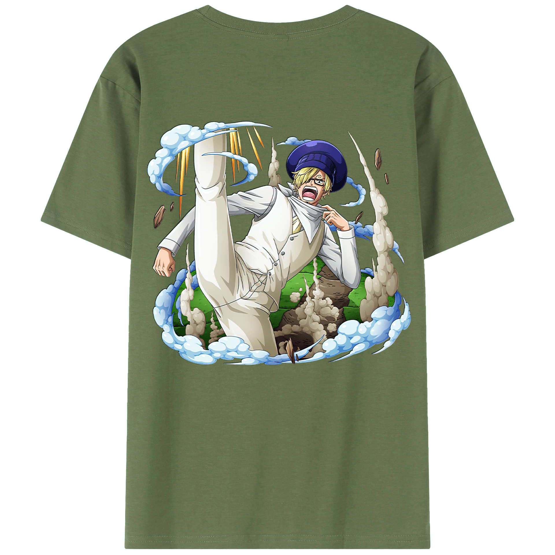 （画像用） ワンピース サンジ ONE PIECE Sanji 綿100％ メンズ半袖Tシャツ（バックプリント） 通気性
